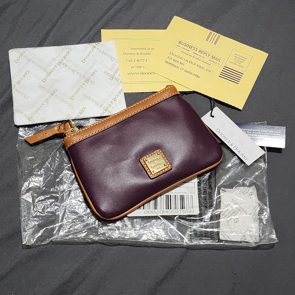 Dooney & Bourke Purple and Tan Leather Wristlet